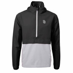 San Diego Padres Cutter & Buck Charter Eco Recycled Anorak Half-Zip Hoodie Jacket - Black Jackets