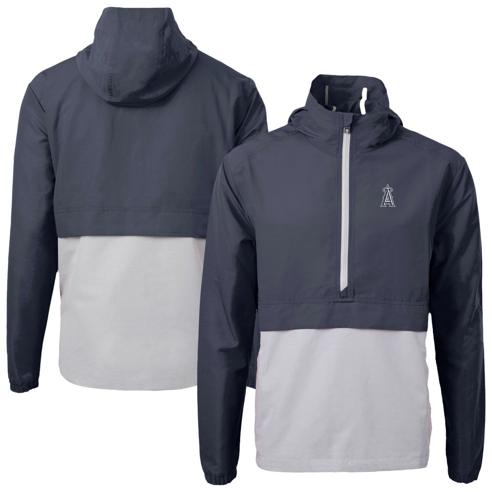 Los Angeles Angels Cutter & Buck Charter Eco Recycled Anorak Half-Zip Hoodie Jacket - Navy/Gray Jackets