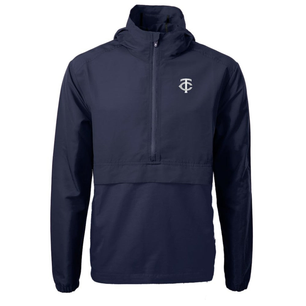 Minnesota Twins Cutter & Buck Charter Eco Recycled Anorak Half-Zip Hoodie Jacket - Navy Jackets
