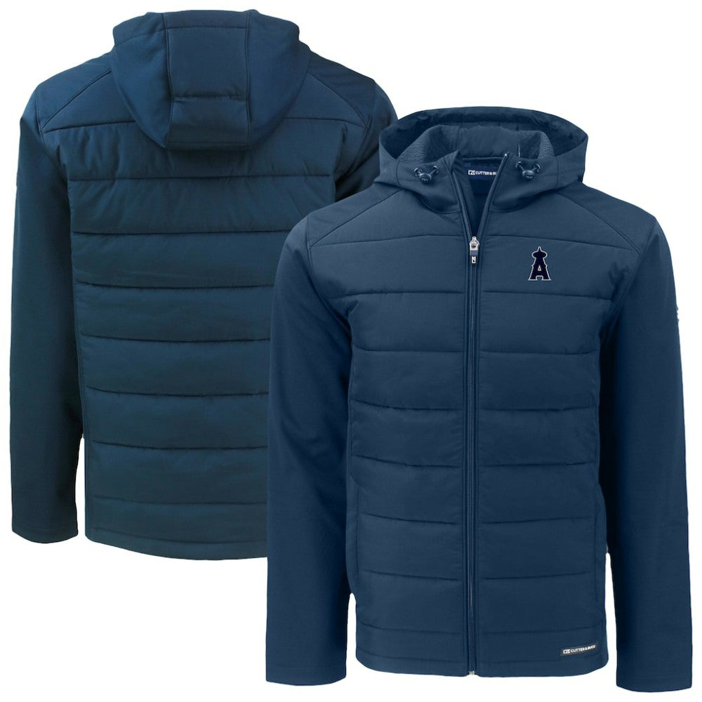 Los Angeles Angels Cutter & Buck Evoke Hybrid Eco Softshell Recycled Full-Zip Hooded Jacket - Navy Jackets