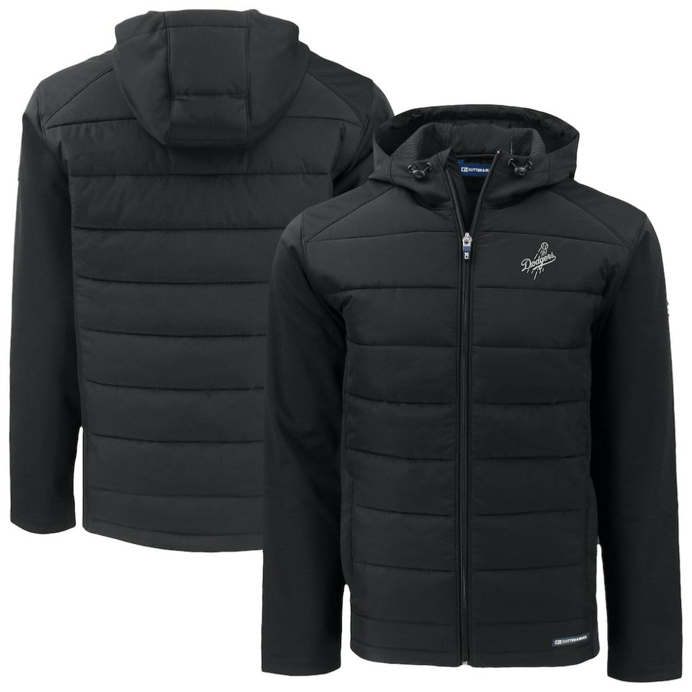 Los Angeles Dodgers Cutter & Buck Evoke Hybrid Eco Softshell Recycled Full-Zip Hooded Jacket - Black Jackets