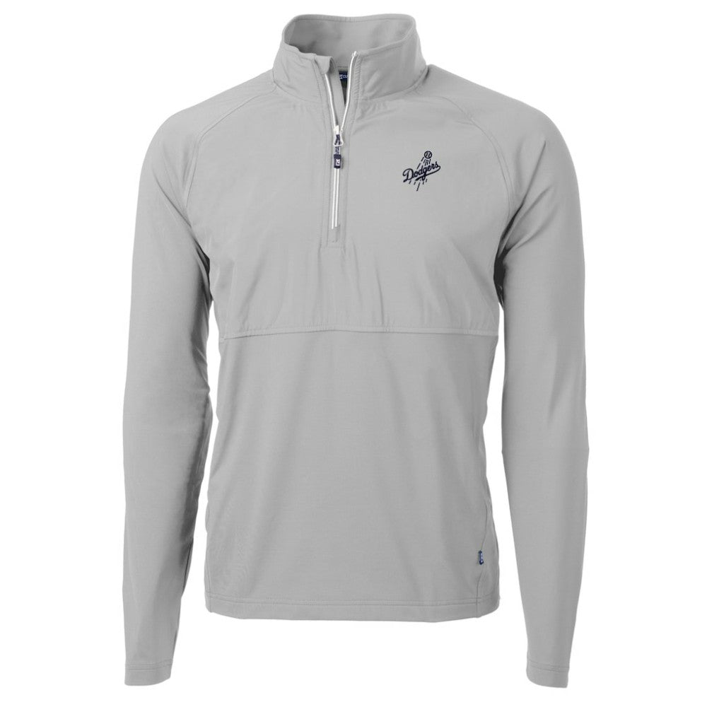 Los Angeles Dodgers Cutter & Buck Adapt Eco Hybrid Raglan DryTec Quarter-Zip Jacket - Gray Jackets