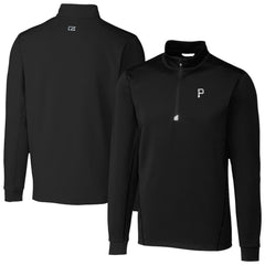 Pittsburgh Pirates Cutter & Buck Traverse Eco Tri-Blend DryTec Quarter-Zip Jacket - Black Jackets