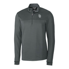 San Diego Padres Cutter & Buck Traverse Eco Stripe Tri-Blend DryTec Quarter-Zip Jacket - Gray Jackets