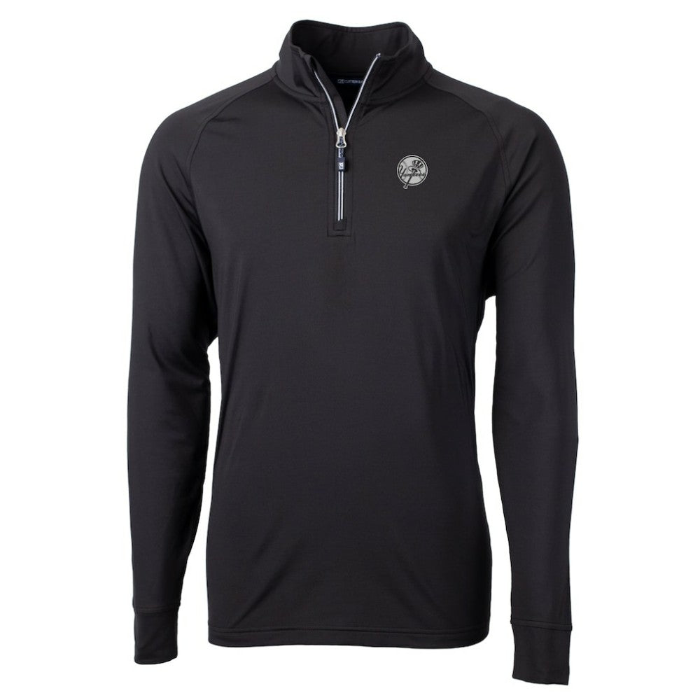 New York Yankees Cutter & Buck Adapt Eco Raglan Quarter-Zip Jacket - Black Jackets