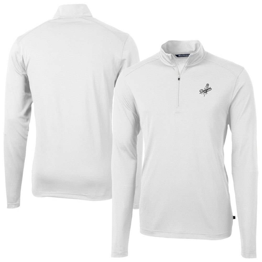 Los Angeles Dodgers Cutter & Buck Virtue Eco Pique Quarter-Zip Jacket - White Jackets