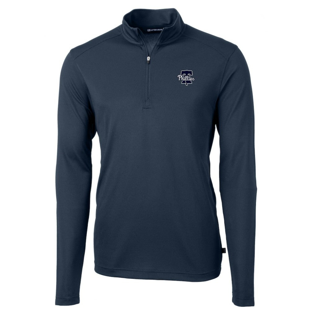 Philadelphia Phillies Cutter & Buck Virtue Eco Pique Quarter-Zip Jacket - Navy Jackets