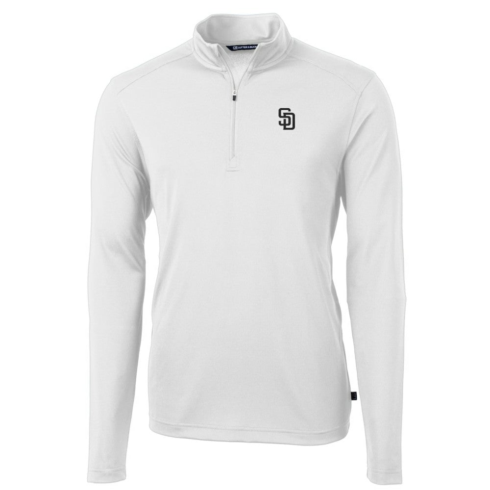San Diego Padres Cutter & Buck Virtue Eco Pique Quarter-Zip Jacket - White Jackets