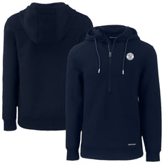 Milwaukee Brewers Cutter & Buck Roam Eco Recycled Tri-Blend Half-Zip Hoodie - Navy Hoodies