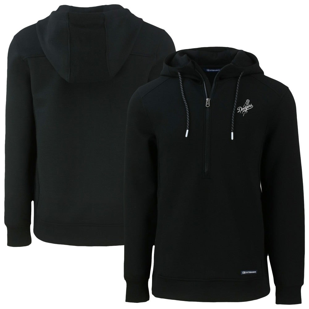 Los Angeles Dodgers Cutter & Buck Roam Eco Recycled Tri-Blend Half-Zip Hoodie - Black Hoodies