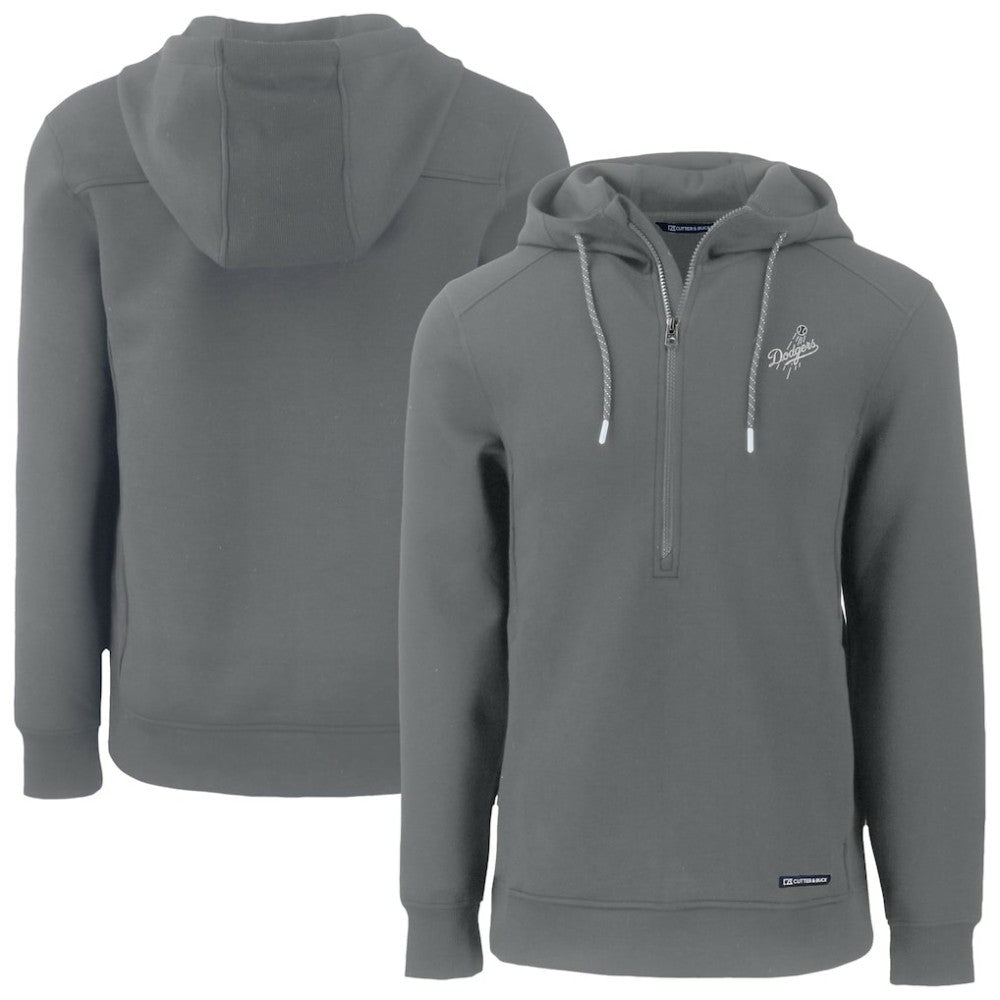 Los Angeles Dodgers Cutter & Buck Roam Eco Recycled Tri-Blend Half-Zip Hoodie - Gray Hoodies