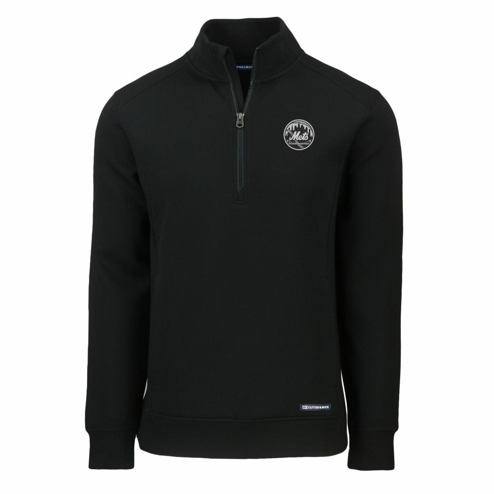 New York Mets Cutter & Buck Roam Eco Quarter-Zip Jacket - Black Jackets