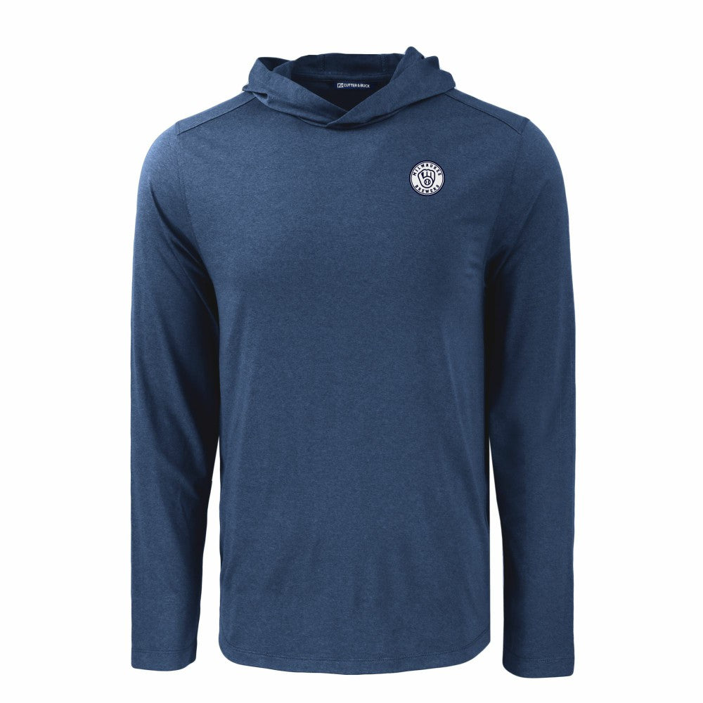 Milwaukee Brewers Cutter & Buck Coastline Epic Comfort Eco Recycled Hoodie T-Shirt - Navy Hoodies