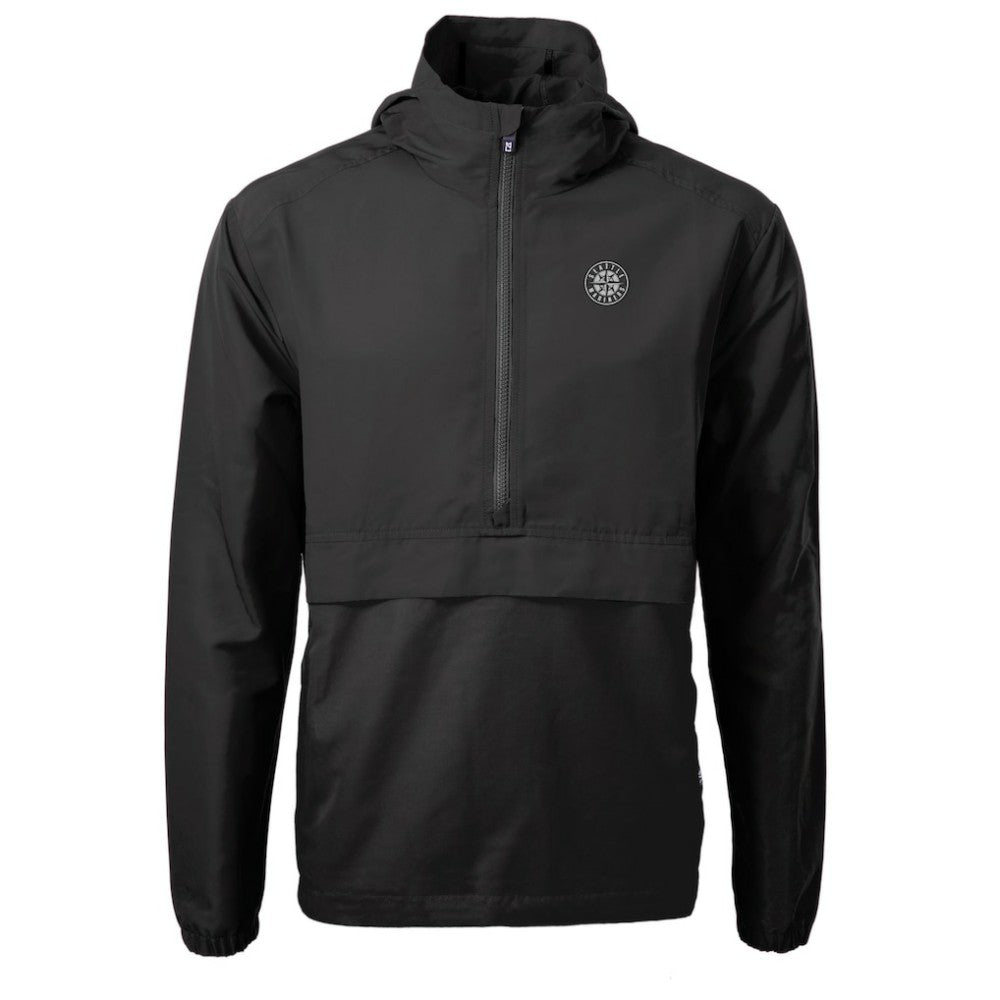 Seattle Mariners Cutter & Buck Charter Eco Recycled Anorak Half-Zip Hoodie Jacket - Black Jackets