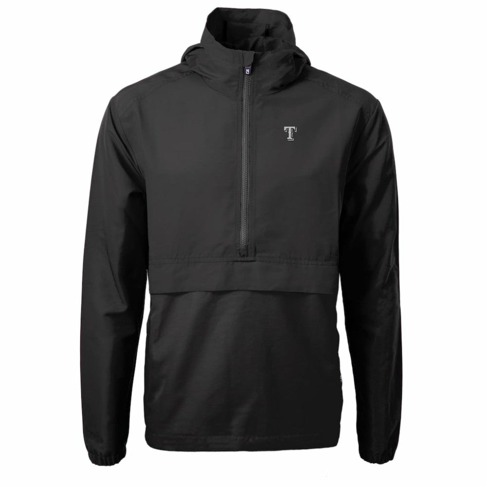 Texas Rangers Cutter & Buck Charter Eco Recycled Anorak Half-Zip Hoodie Jacket - Black Jackets