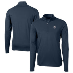 New York Yankees Cutter & Buck Big & Tall Virtue Eco Pique Quarter-Zip Jacket - Navy Jackets