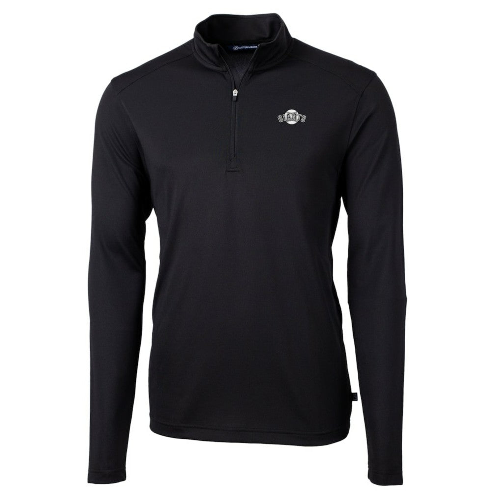 San Francisco Giants Cutter & Buck Big & Tall Virtue Eco Pique Quarter-Zip Jacket - Black Jackets
