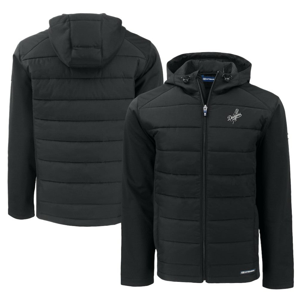 Los Angeles Dodgers Cutter & Buck Big & Tall Evoke Hybrid Eco Softshell Recycled Full-Zip Hooded PrimaLoft Jacket - Black Jackets