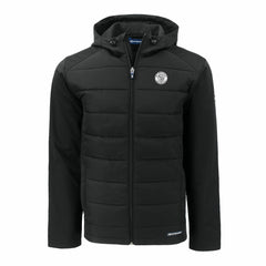 Milwaukee Brewers Cutter & Buck Big & Tall Evoke Hybrid Eco Softshell Recycled Full-Zip Hooded PrimaLoft Jacket - Black Jackets