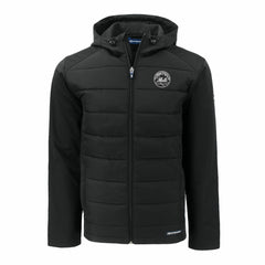 New York Mets Cutter & Buck Big & Tall Evoke Hybrid Eco Softshell Recycled Full-Zip Hooded PrimaLoft Jacket - Black Jackets