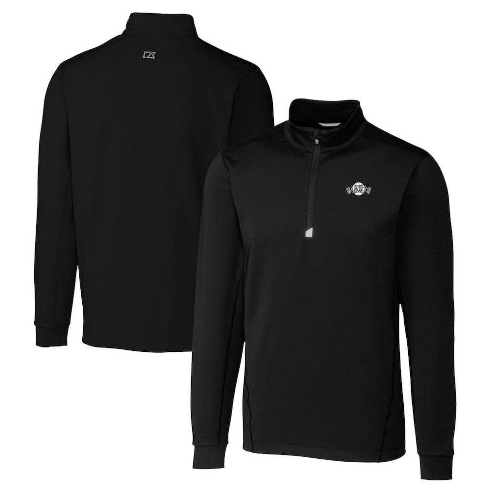 San Francisco Giants Cutter & Buck Big & Tall Traverse DryTec Quarter-Zip Jacket - Black Jackets