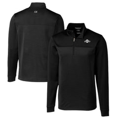 San Francisco Giants Cutter & Buck Big & Tall Traverse Stretch Stripe Eco Tri-Blend Quarter-Zip Top - Black Tops