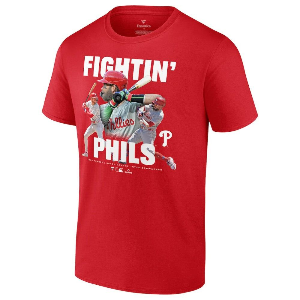 Trea Turner, Bryce Harper, & Kyle Schwarber Philadelphia Phillies Fightin Phils T-Shirt - Red T-shirts