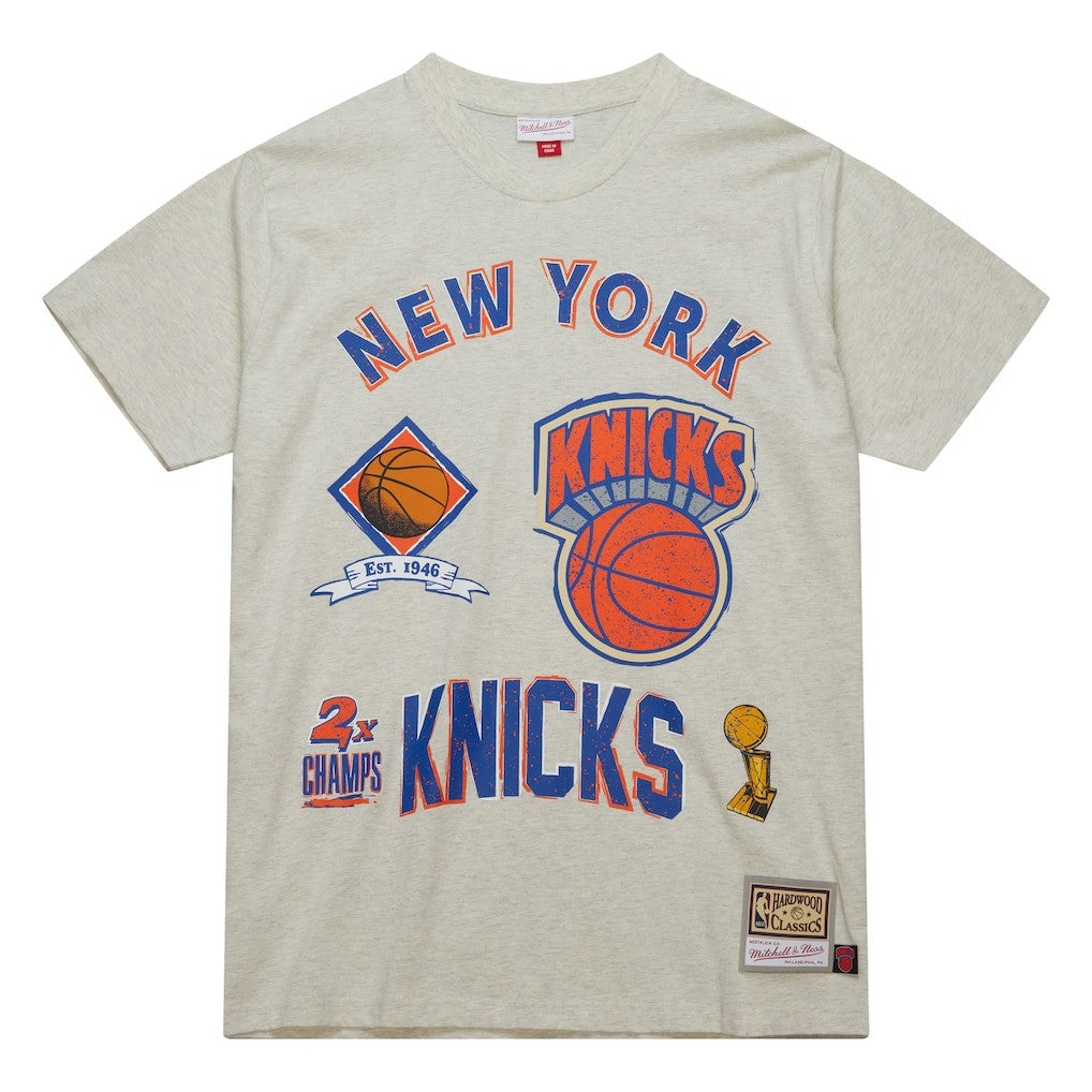 New York Knicks Hardwood Classics Legacy Defined Retro Championship T-Shirt Oatmeal - Mitchell & Ness