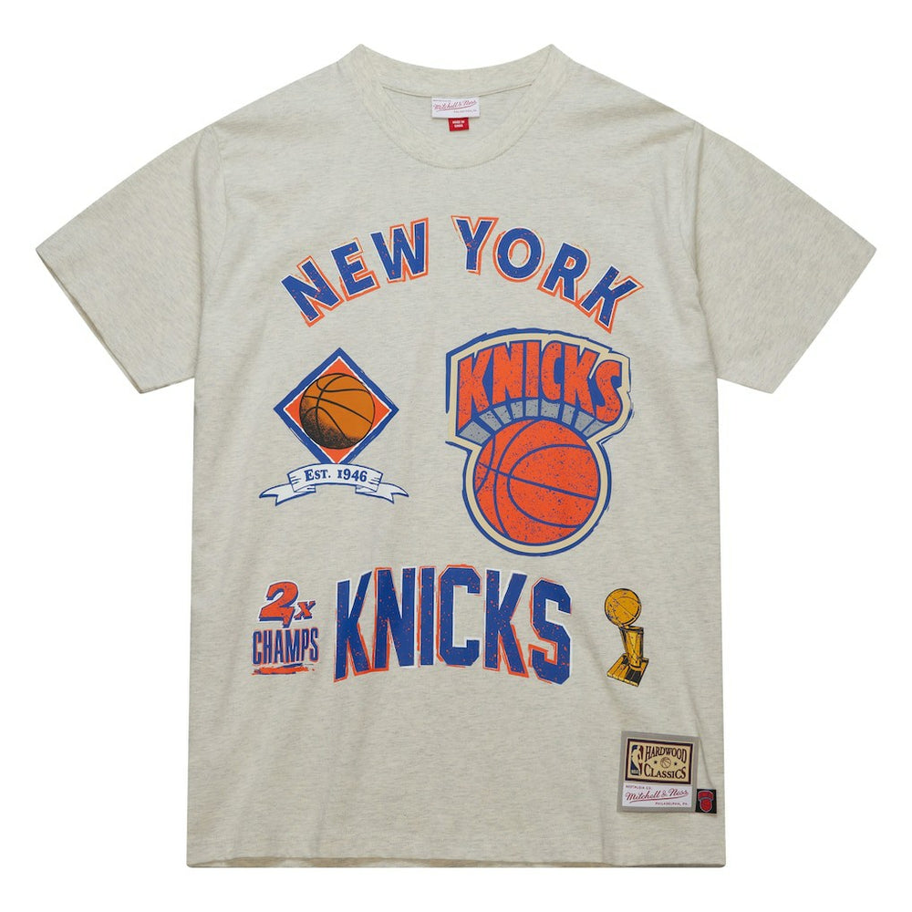 New York Knicks Hardwood Classics Legacy Defined Retro Championship T-Shirt Oatmeal - Mitchell & Ness