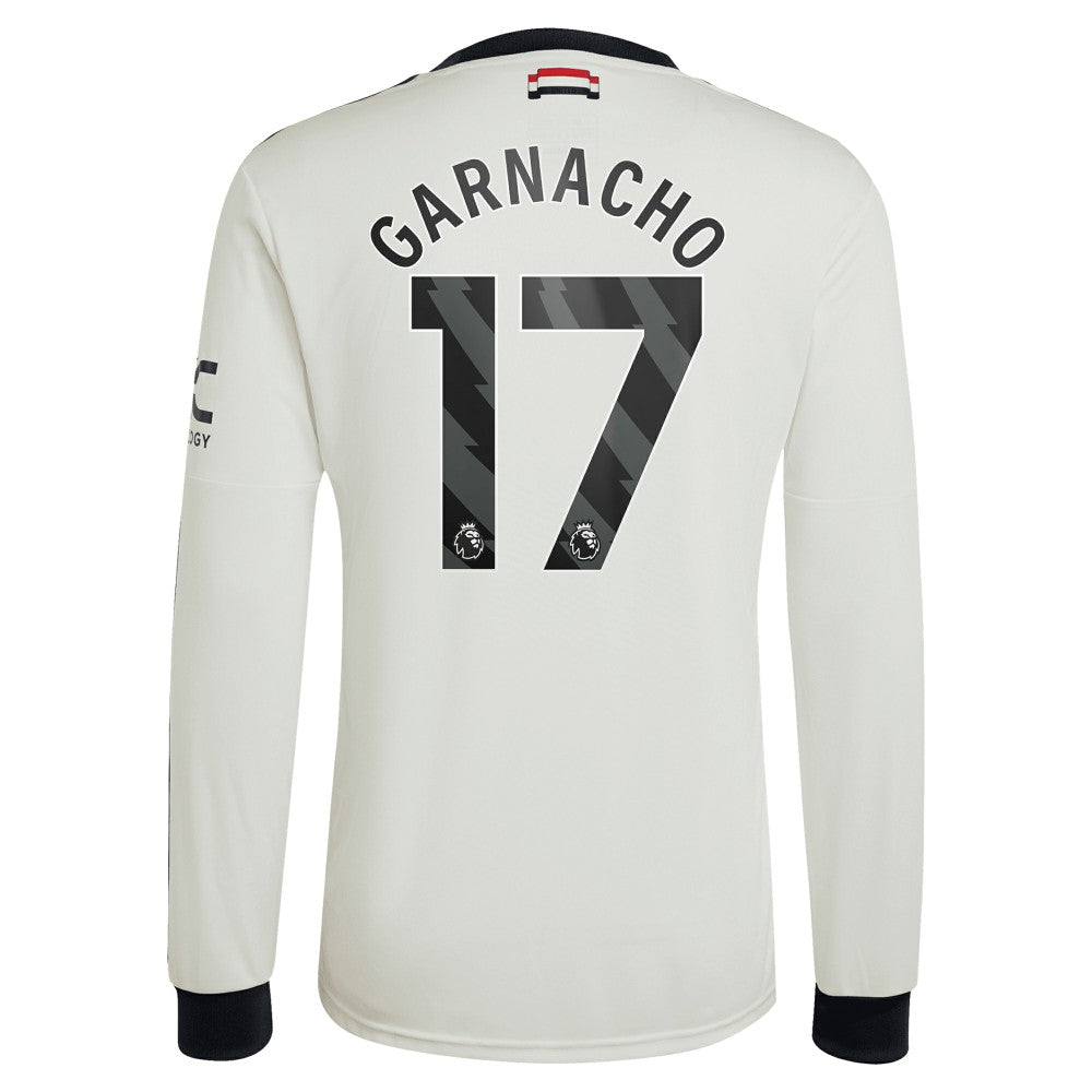 Alejandro Garnacho Manchester United Originals 2024/25 Third Replica Long Sleeve Jersey Cream - Adidas