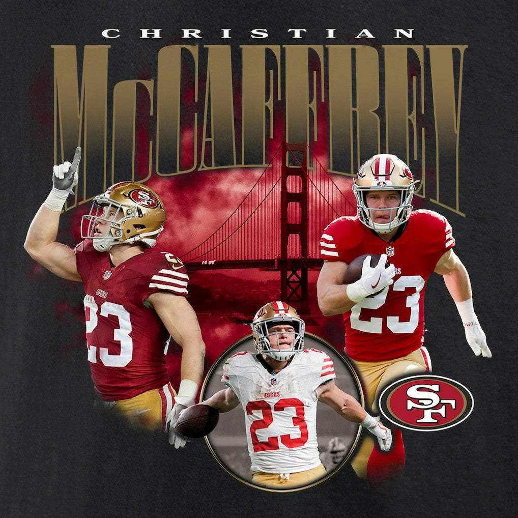 Christian McCaffrey San Francisco 49ers Notorious Player Graphic T-Shirt - Black T-shirts