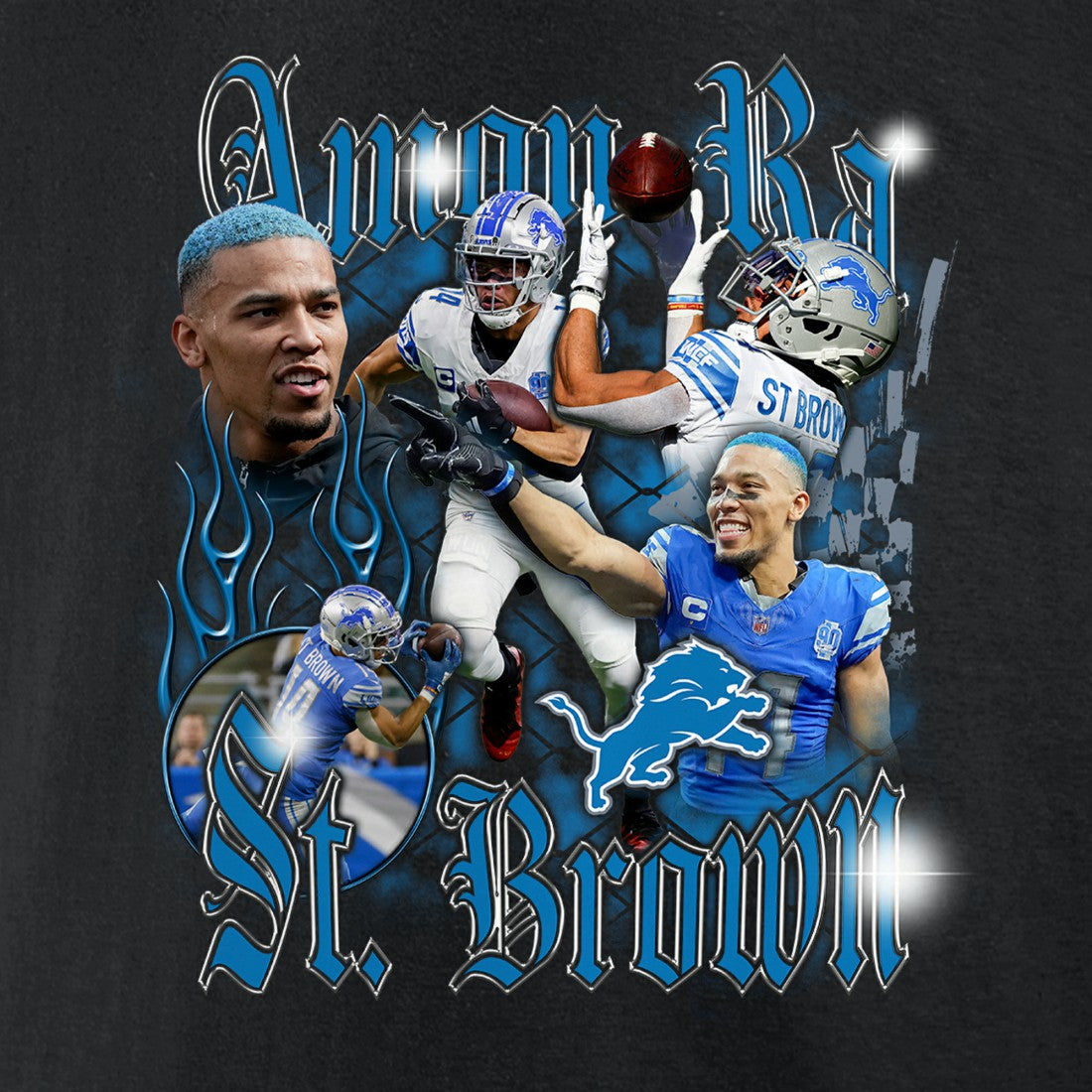 Amon-Ra St. Brown Detroit Lions Notorious Player Graphic T-Shirt - Black T-shirts
