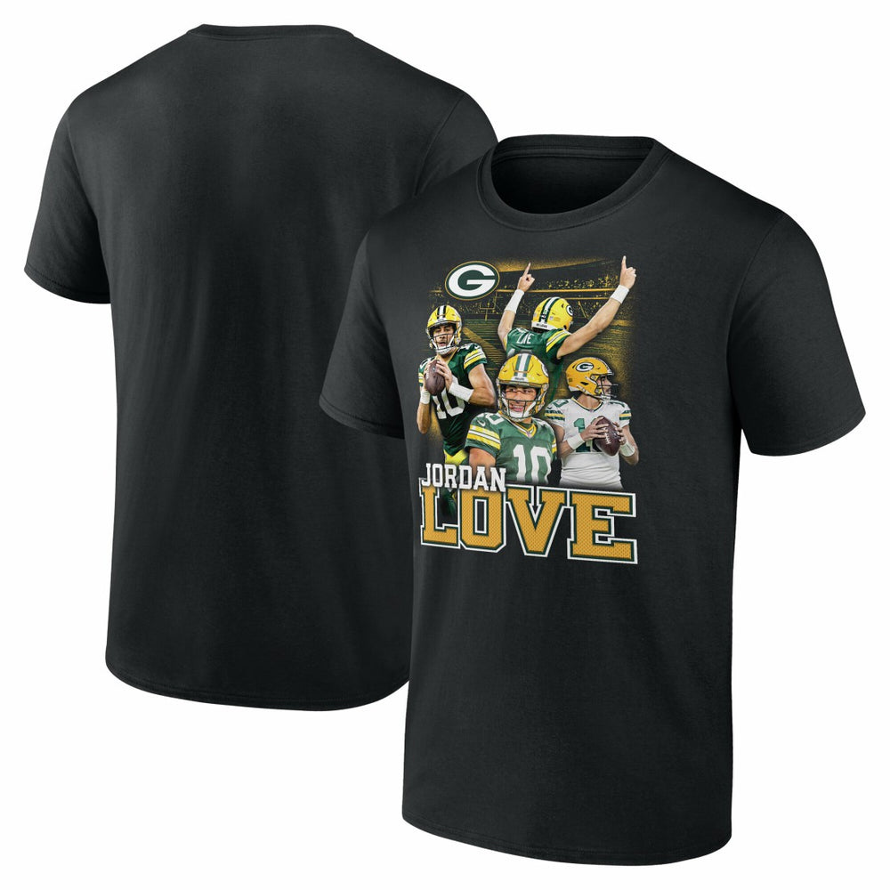 Jordan Love Green Bay Packers Notorious Player Graphic T-Shirt - Black T-shirts