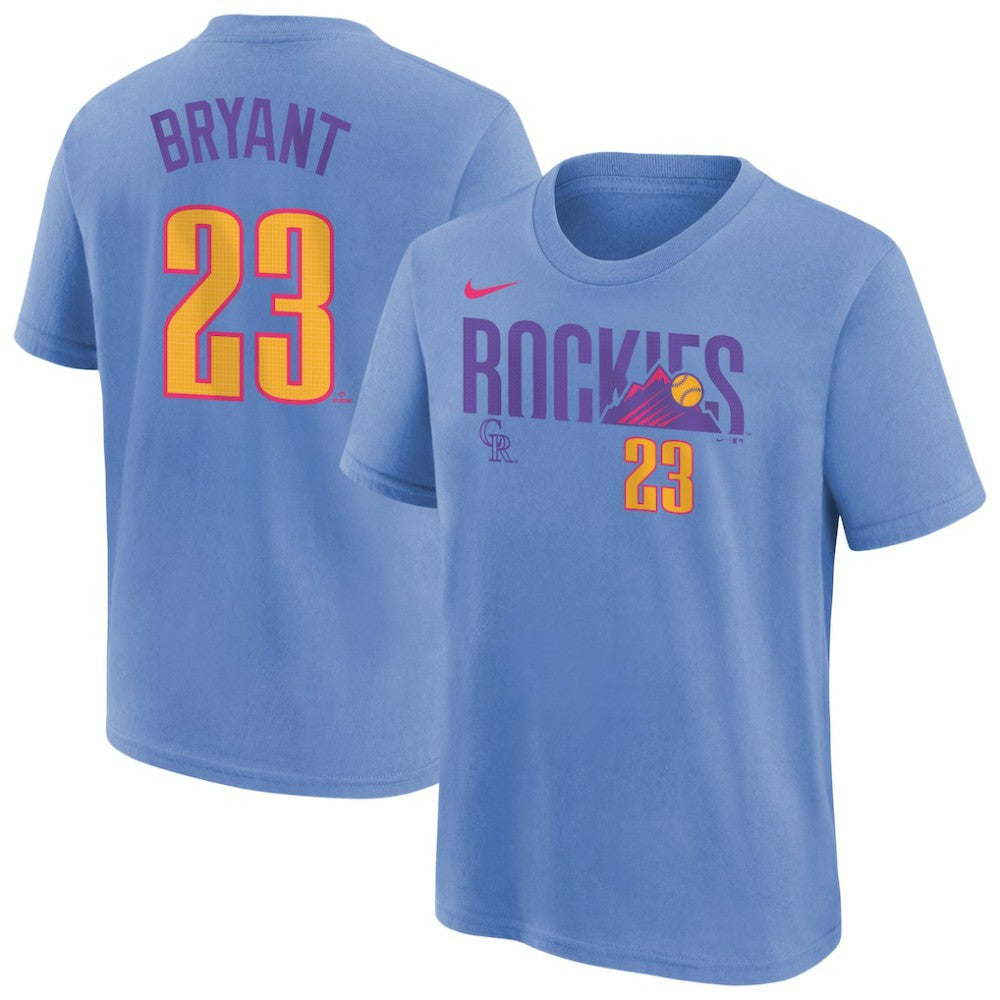 Kris Bryant Colorado Rockies Nike Youth Fuse City Connect Name & Number T-Shirt - Light Blue T-shirts
