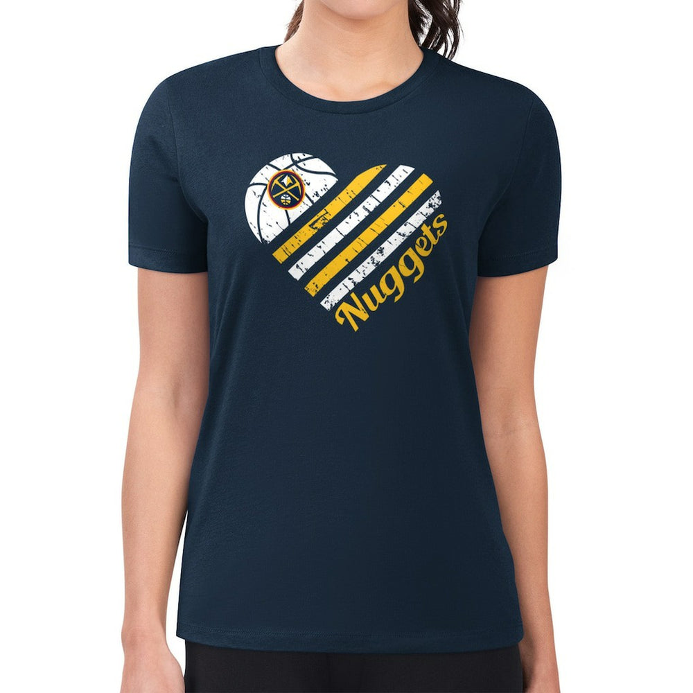 Denver Nuggets G-III 4Her by Carl Banks Women's Super-Slim Fit Lightweight Heart Team T-Shirt Navy