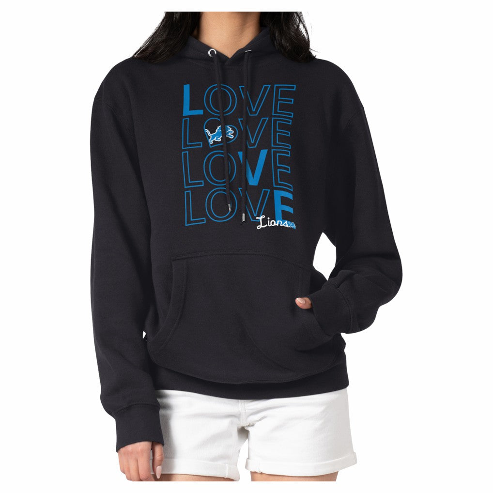 Detroit Lions G-III 4Her by Carl Banks Women's Love Team Fleece Tri-Blend Pullover Hoodie - Black Hoodies