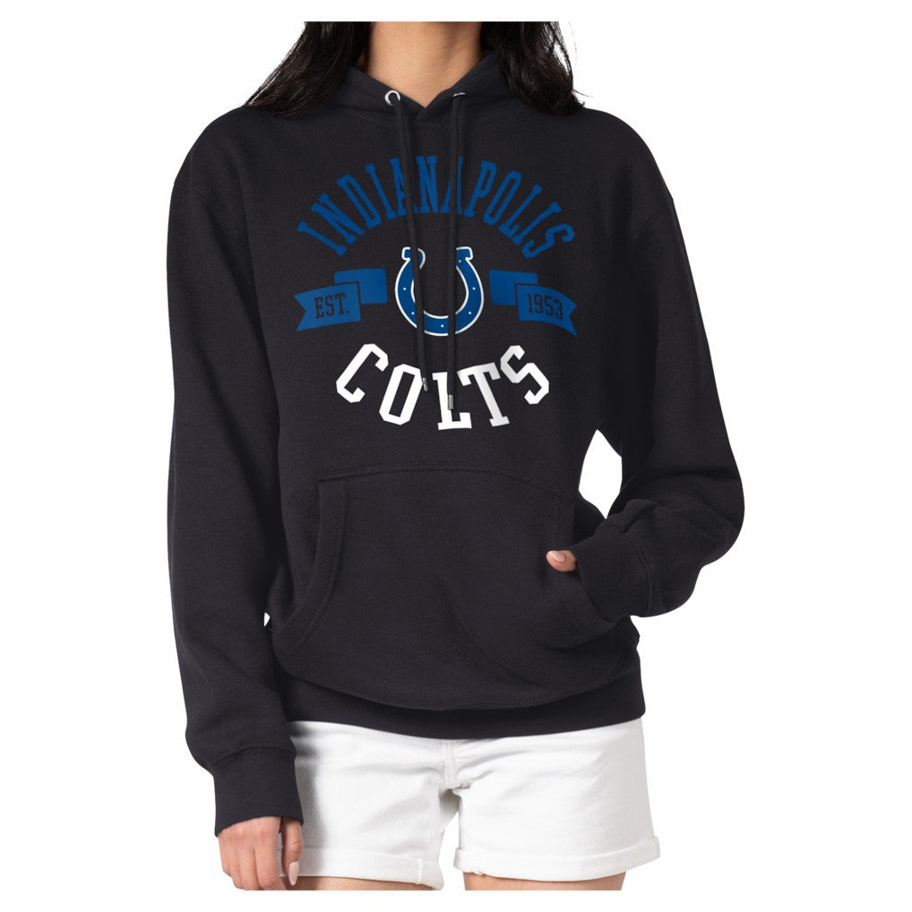 Indianapolis Colts G-III 4Her by Carl Banks Women's Round Team Logo Fleece Tri-Blend Pullover Hoodie - Black Hoodies