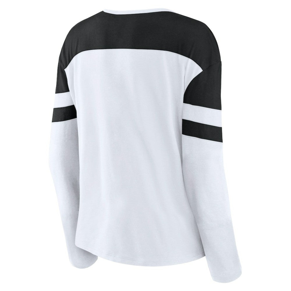 Utah Mammoth Fanatics Women's Frozen Notch Neck Bi-Blend Long Sleeve T-Shirt - White | US 202032880
