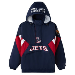 Winnipeg Jets OVO x Starter Half-Zip Hooded Jacket - Navy | US 202034617