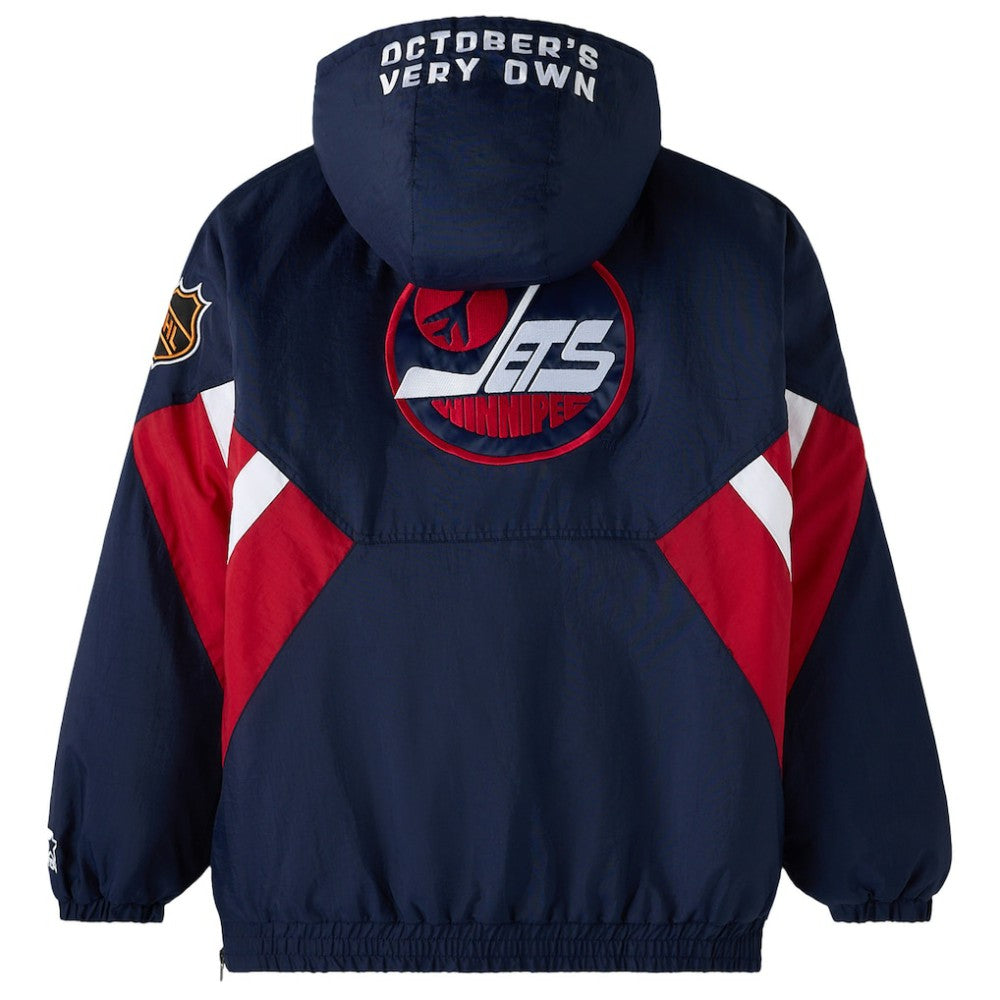 Winnipeg Jets OVO x Starter Half-Zip Hooded Jacket - Navy | US 202034617