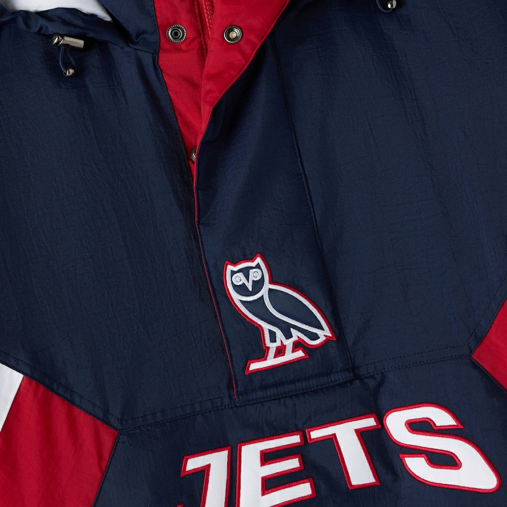 Winnipeg Jets OVO x Starter Half-Zip Hooded Jacket - Navy | US 202034617