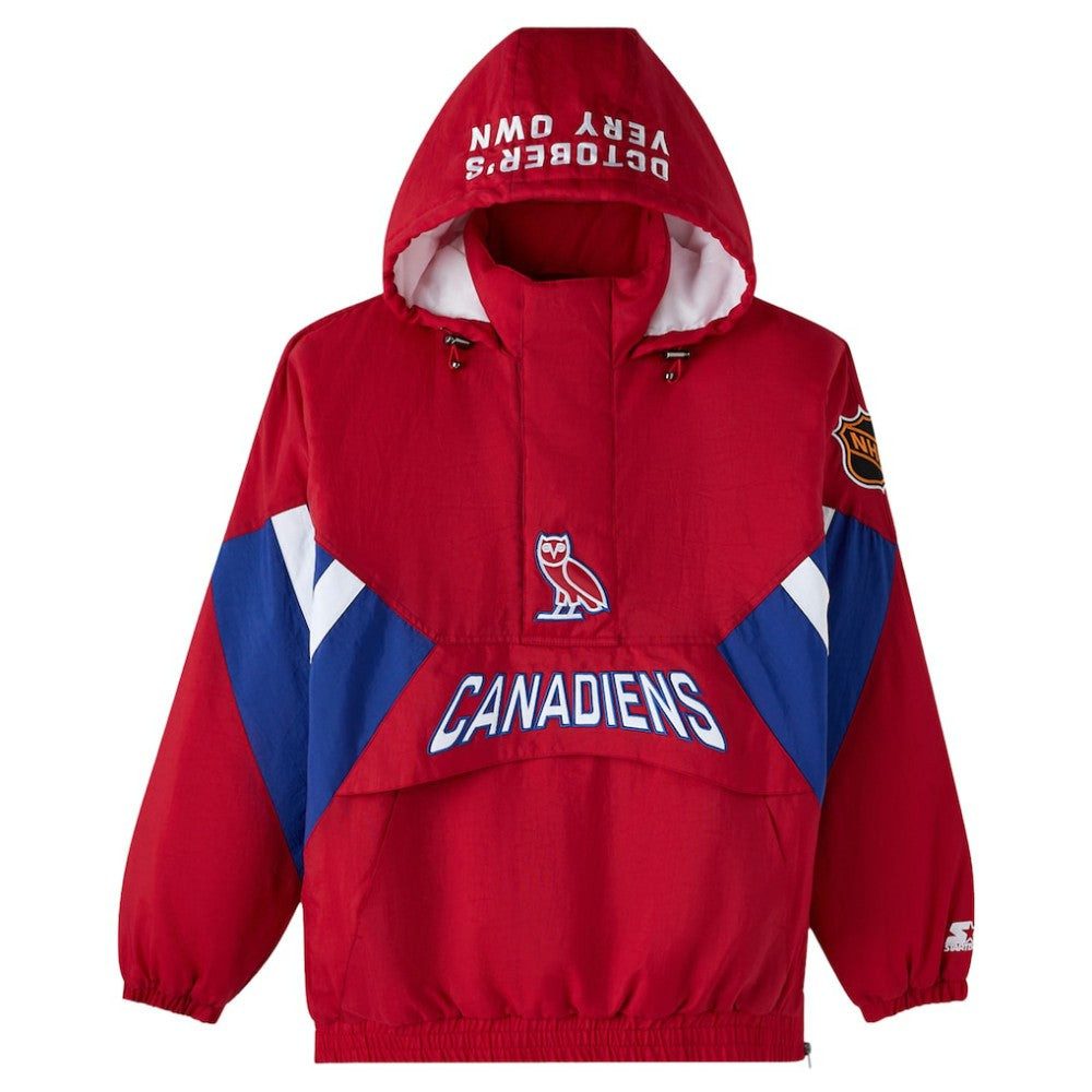 Montreal Canadiens OVO x Starter Half-Zip Hooded Jacket - Red | US 202034618