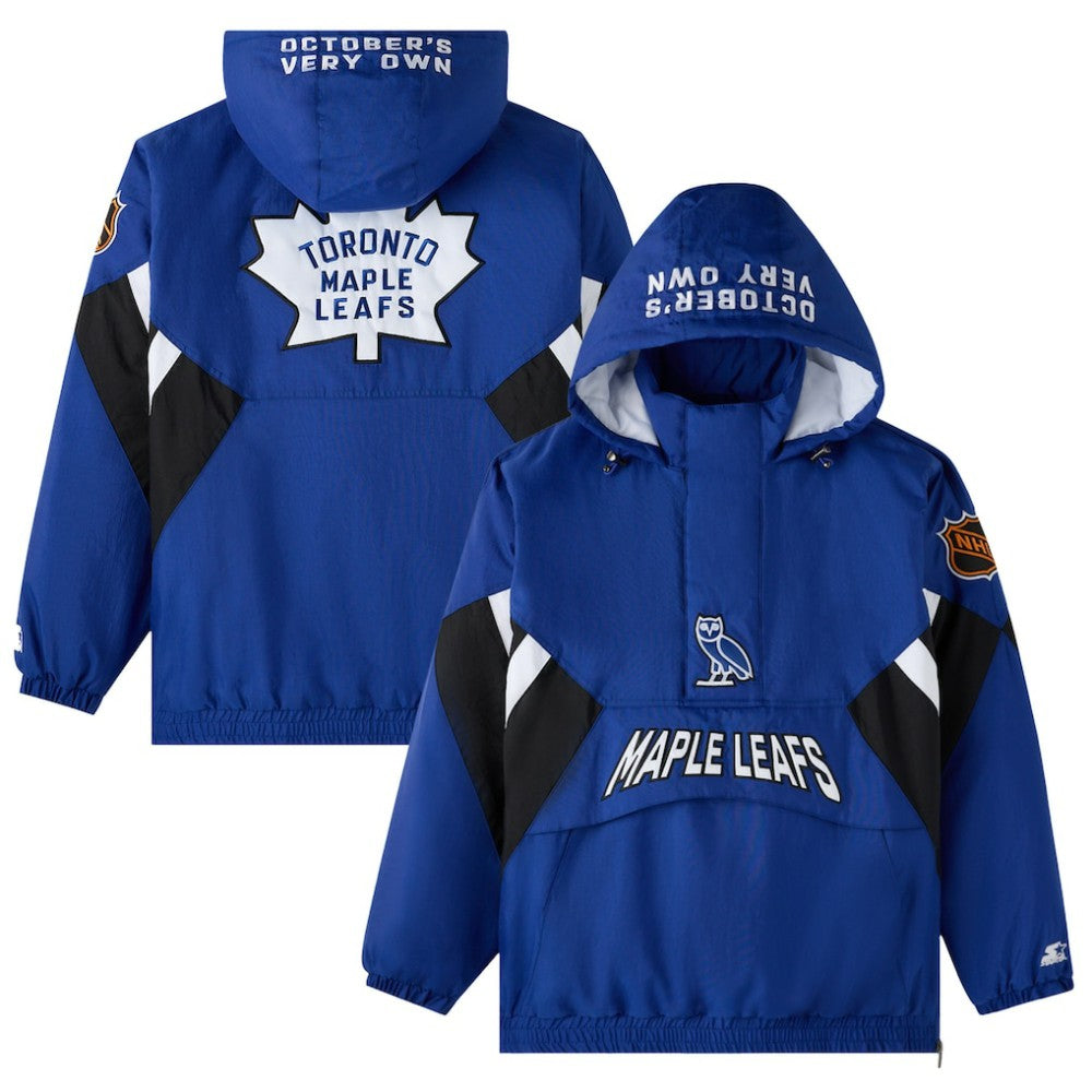 Toronto Maple Leafs OVO x Starter Half-Zip Hooded Jacket - Blue | US 202034620