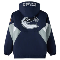 Vancouver Canucks OVO x Starter Half-Zip Hooded Jacket - Blue | US 202034621