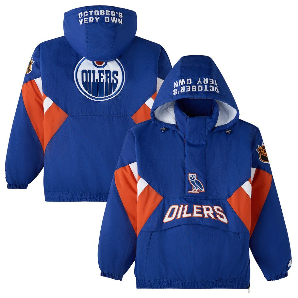 Edmonton Oilers OVO x Starter Half-Zip Hooded Jacket - Royal | US 202034622
