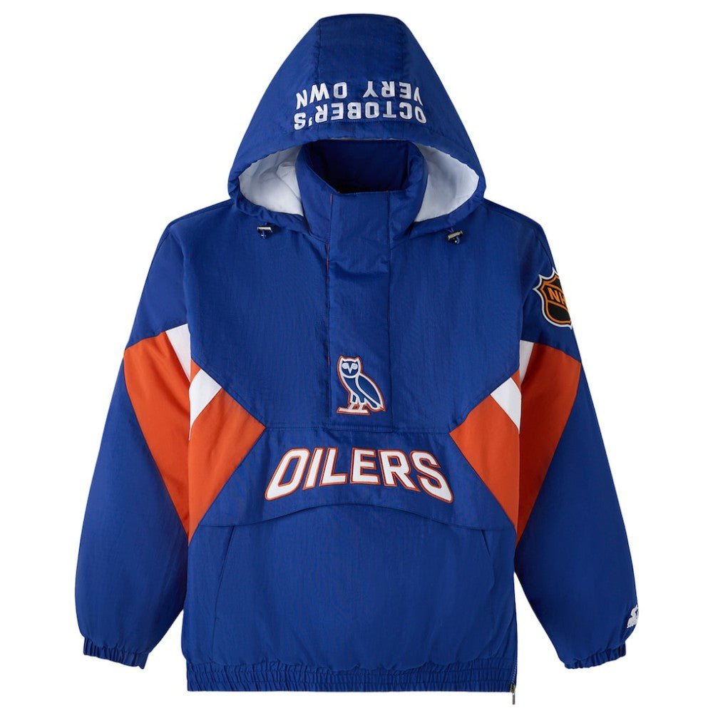 Edmonton Oilers OVO x Starter Half-Zip Hooded Jacket - Royal | US 202034622