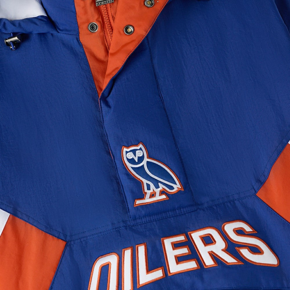 Edmonton Oilers OVO x Starter Half-Zip Hooded Jacket - Royal | US 202034622