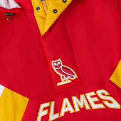 Calgary Flames OVO x Starter Half-Zip Hooded Jacket - Red | US 202034623