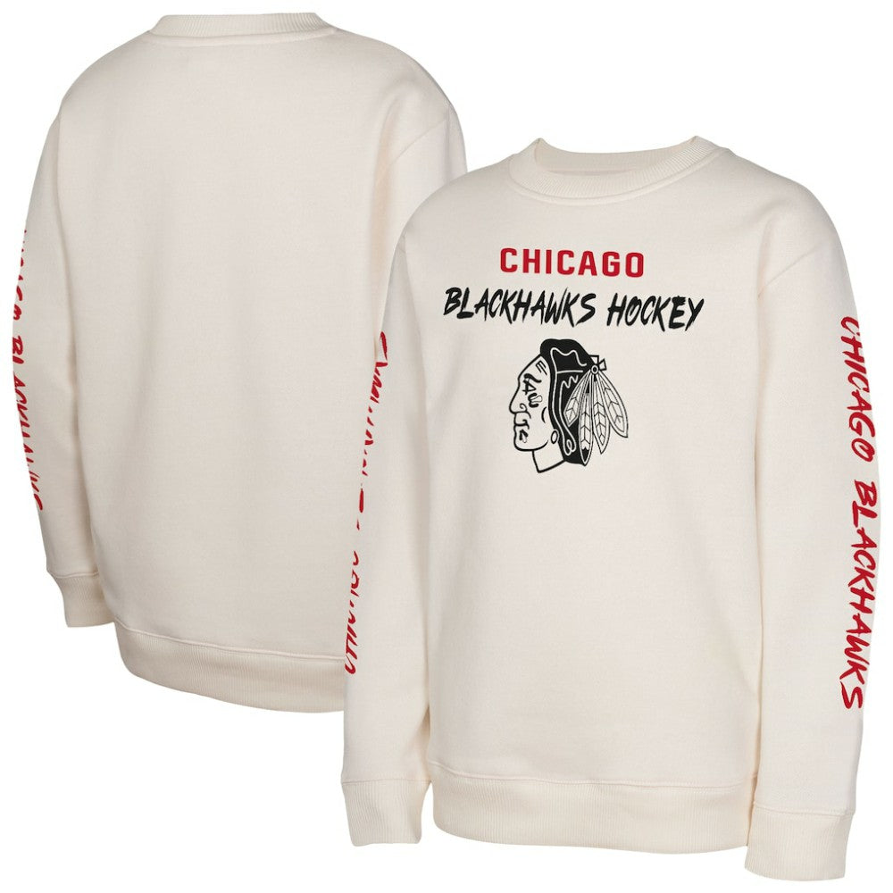 Chicago Blackhawks Youth Star Power Pullover Sweatshirt - Cream | US 202034694