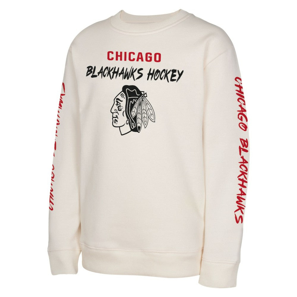 Chicago Blackhawks Youth Star Power Pullover Sweatshirt - Cream | US 202034694